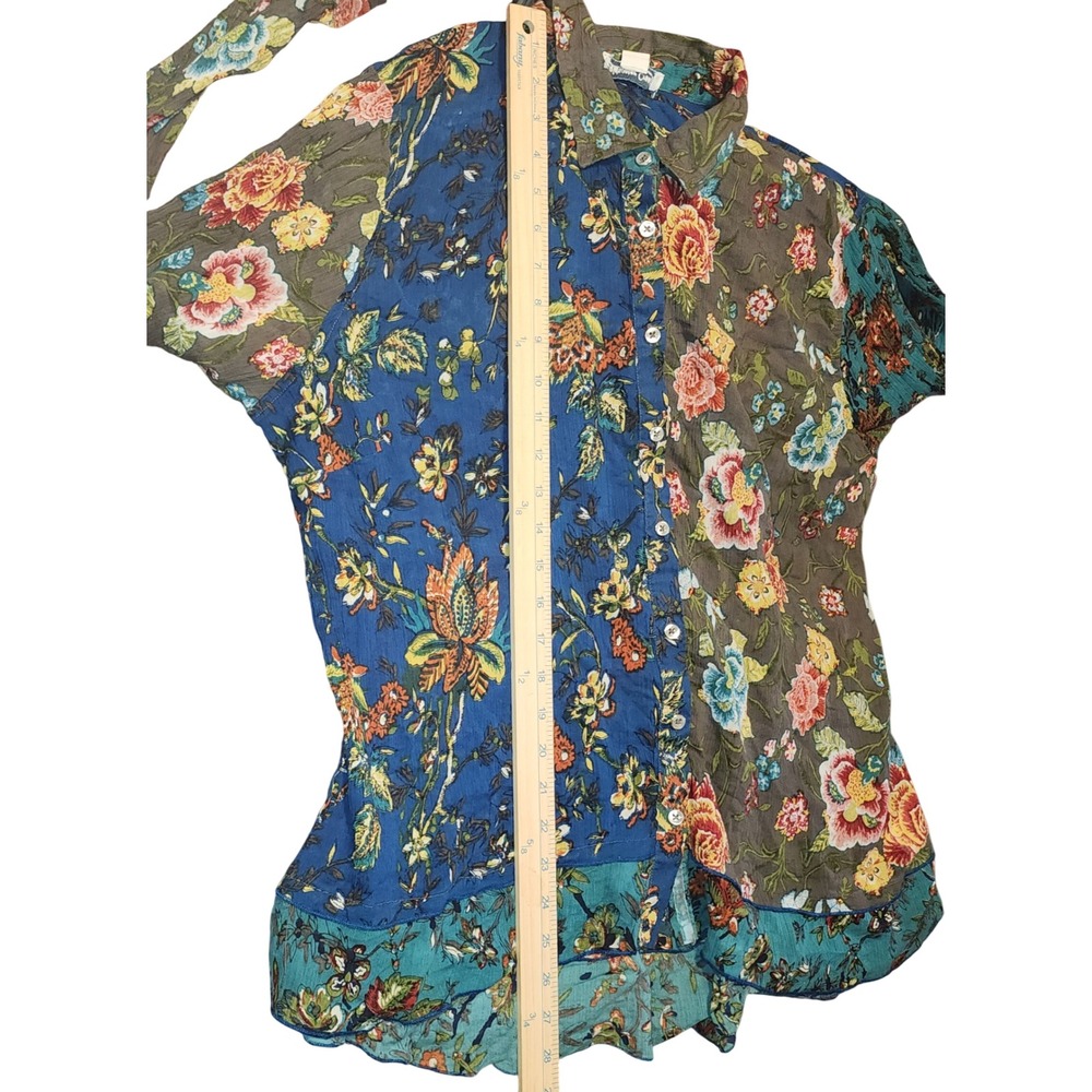 Coldwater Creek Patchwork Floral Print Long Sleeve Button Up Shirt XL - Picture 6 of 7